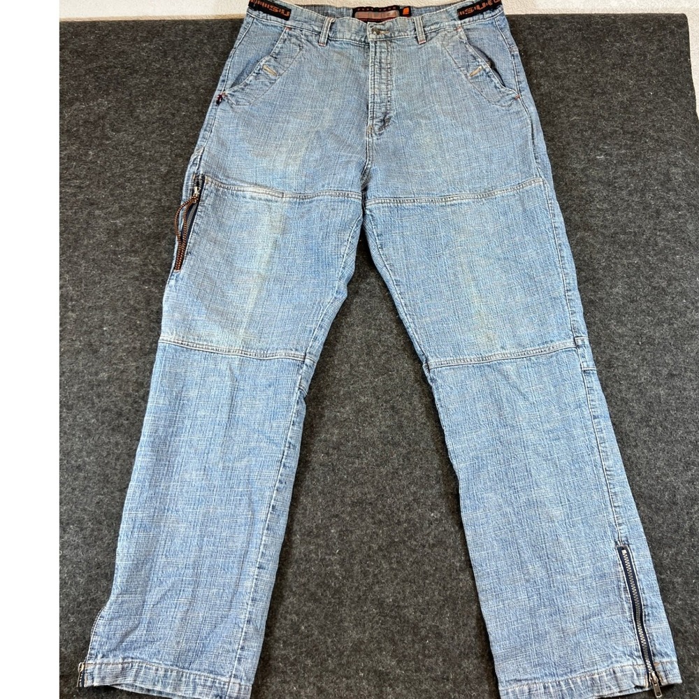 Phat Farm Sport Mens Blue Denim Carpenter Jeans 38x33 Baggy Wide Leg Skate Pants